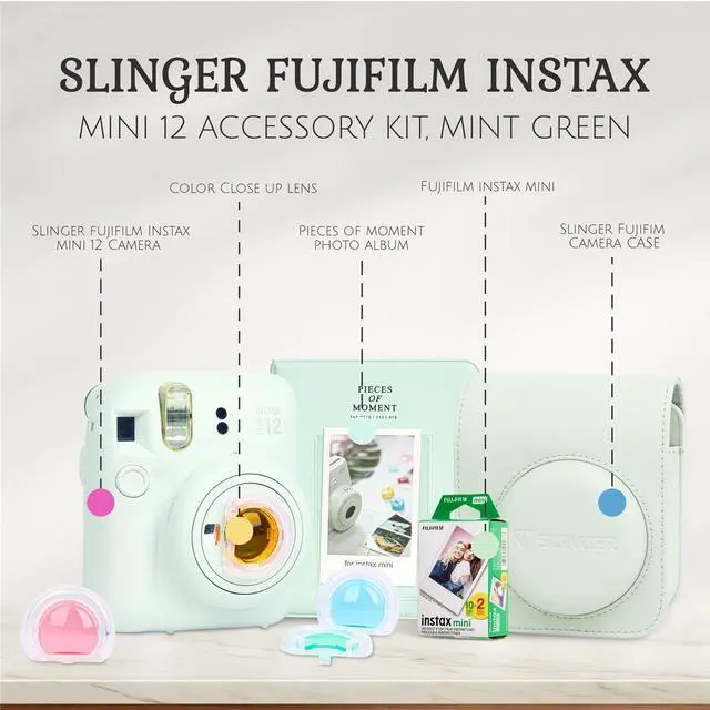 Alt view image 7 of 7 - Fujifilm Fujifilm Instax Mini 12 Instant Film Camera, Mint Green Bundle with Instax Mini Custom Case, Accessory Kit and Daylight Film, 4x Twin Pack (80 Exposures) ISO 800