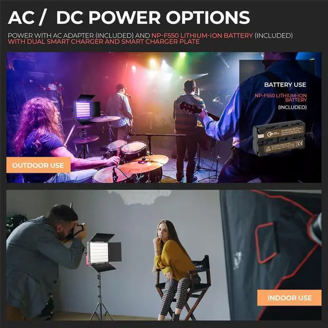 Alt view image 3 of 7 - GVM 1200D 50W Bi-Color RGB Studio Soft LED Panel 3-Light Kit,w/Batteries&Charger