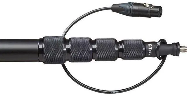 Alt view image 4 of 7 - K-Tek 2' 7" to 9' 2" 5-Section Aluminum Avalon Series Boom Pole with Coiled Cable, Right Angle Fem and Male XLR, Side Exit