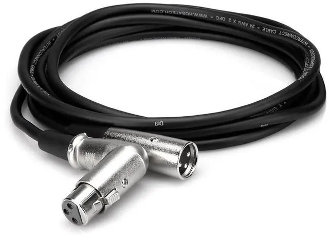 Alt view image 2 of 4 - Hosa 1.5 ft 3 Pin XLR Straight Male to Right Angle XLR Female Balanced Audio Int