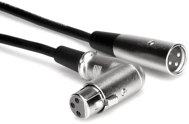Alt view image 4 of 4 - Hosa 1.5 ft 3 Pin XLR Straight Male to Right Angle XLR Female Balanced Audio Int