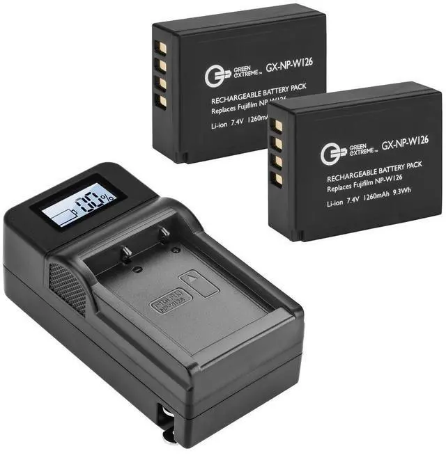 Alt view image 5 of 10 - green extreme 2 pack npw126 battery and compact smart charger kit 7.4v 2000mah