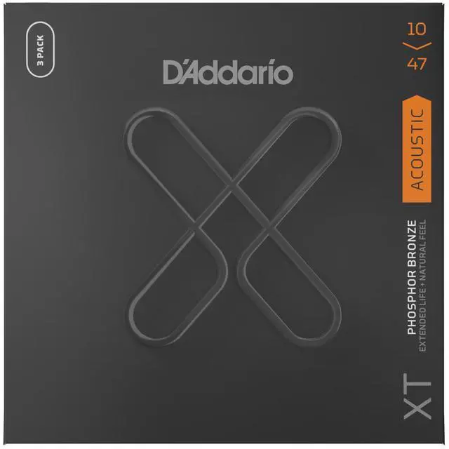 Alt view image 10 of 10 - Three sets D'Addario XT Phosphor Bronze Acoustic Guitar Strings gauges 10-47