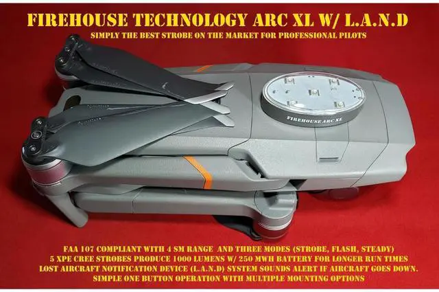 Alt view image 6 of 7 - Firehouse Technology Arc XL Drone Strobe Anti Collision Light with L.A.N.D System (Lost Drone Alarm), FAA 107 Compliant