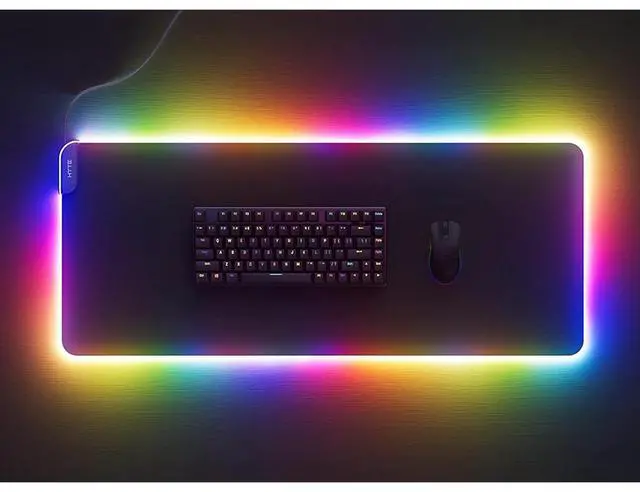 Alt view image 9 of 14 - HYTE CNVS Intense Play Mat: Custom RGB LED 50-Pixel qRGB Array Waterproof Extended Premium Silky 28 SPI 900mm x 370mm USB C Gaming Mouse Pad