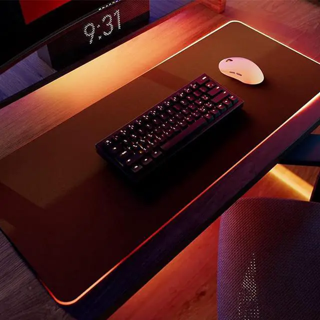 Alt view image 13 of 14 - HYTE CNVS Intense Play Mat: Custom RGB LED 50-Pixel qRGB Array Waterproof Extended Premium Silky 28 SPI 900mm x 370mm USB C Gaming Mouse Pad