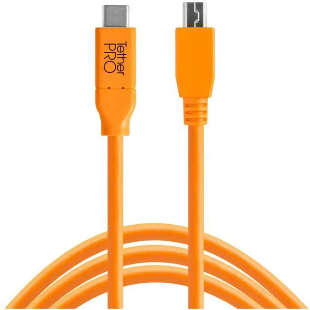 Main image of Tether Tools TetherPro USB-C to 2.0 Mini-B 5-Pin Cable, 15', Orange