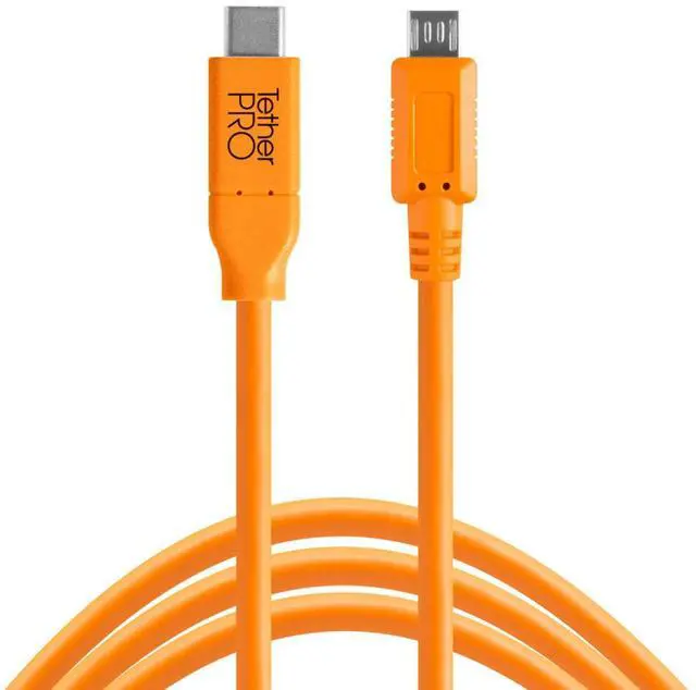 Main image of Tether Tools TetherPro USB-C to 2.0 Micro-B 5-Pin Cable, 15', Orange
