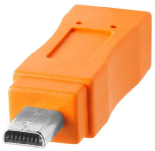 Alt view image 4 of 5 - Tether Tools TetherBLOCK MC Multi Cable Mounting Plate with TetherPro 15' USB-C to Mini-USB 2.0 Type-B 8-Pin Cable, Orange
