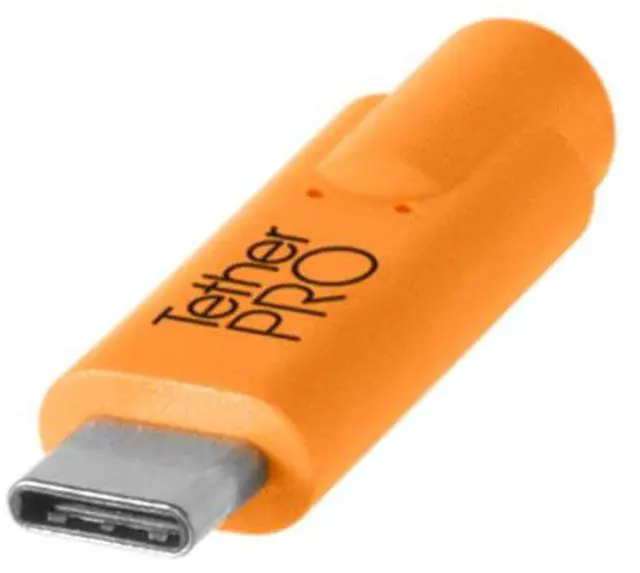 Alt view image 2 of 3 - Tether Tools TetherPro USB-C to 3.0 Micro-B Right Angle Cable, 15', Orange