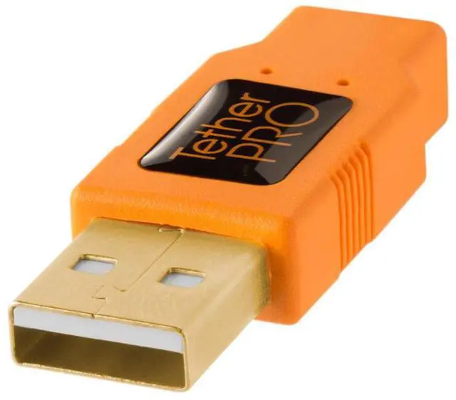 Alt view image 3 of 17 - Tether Tools Tether Tools TetherPro USB 2.0 to Micro-B 5-Pin   Cable, 15' (4.6m), High-Visibility Orange