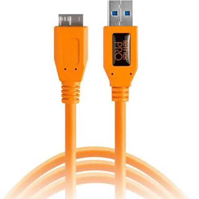 Alt view image 14 of 14 - Tether Tools 15 Ft TetherPro USB 3.0 Male A to Micro-B Cable (Hi-Visibility Ora