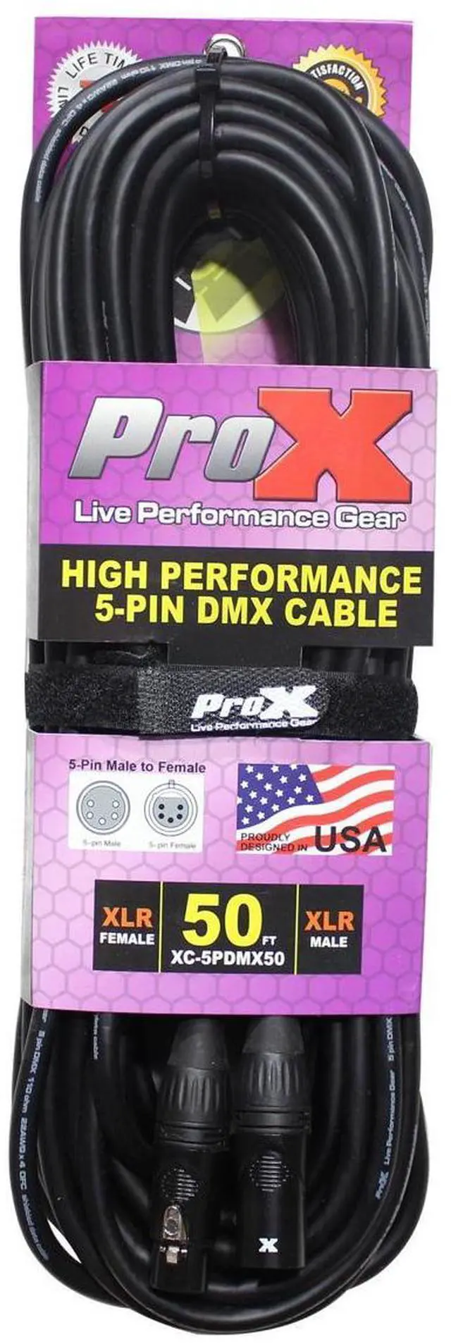 Alt view image 2 of 5 - ProX XC-5PDMX50 50' 5-Pin DMX XLR5-M to XLR5-F High Performance Cable
