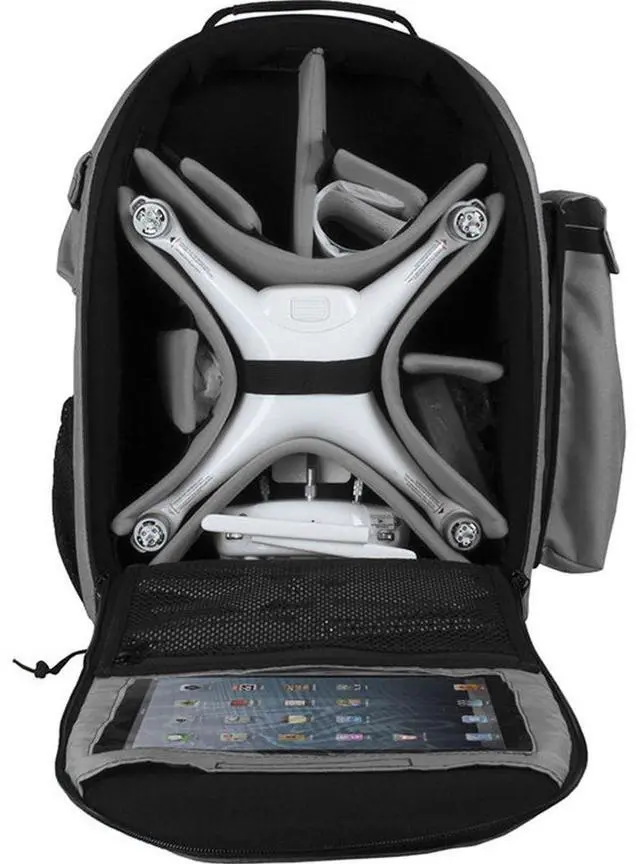 Alt view image 6 of 6 - Porta Brace PortaBrace DJI Drone Backpack Back Pack Professional Video Equipment Case, Silver (BK-Phantom 4)