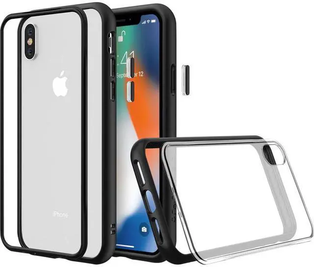 Alt view image 2 of 5 - RhinoShield Mod NX Modular Case with Frame, Button, Rim, Clear Back Plate for iPhone XS Max, Black