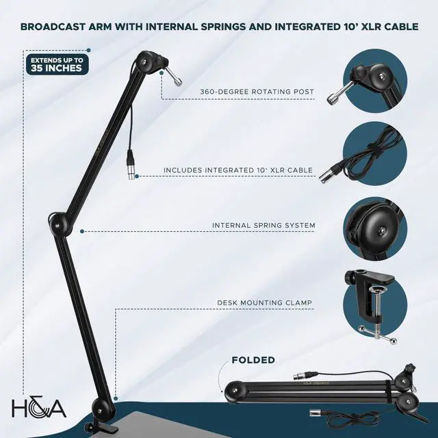 Alt view image 6 of 6 - Universal Audio Apollo Solo Heritage Edition Desktop 2x4 Thunderbolt 3 Audio Interface + Broadcast Arm with Internal Springs and Integrated 10' XLR Cable + Closed-Back Studio Monitor Headphones