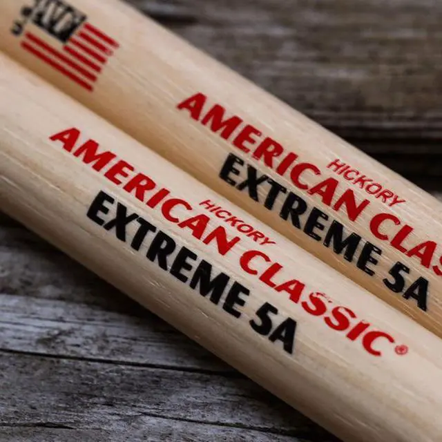 Alt view image 9 of 9 - Vic Firth Extreme 5A American ClassicÃƒâ€šÃ‚Â® Nylon Tip Hickory Drumsticks