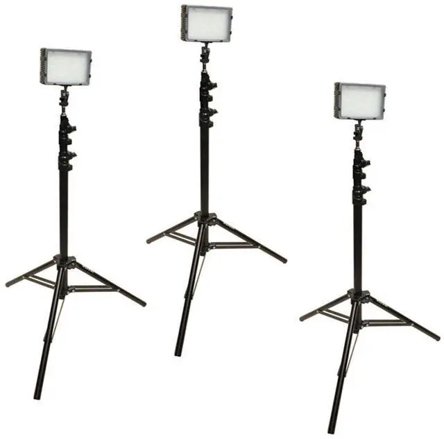 Main image of Bescor Field Pro FP-180 Bi-Color LED 3-Light Kit, Includes 3x 74" Air-Cushioned Light Stand, 3x AC Power Supply
