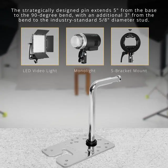 Alt view image 3 of 7 - Flashpoint T-Slot Wall Plate with 90-Degree Baby Pin and VESA Mount