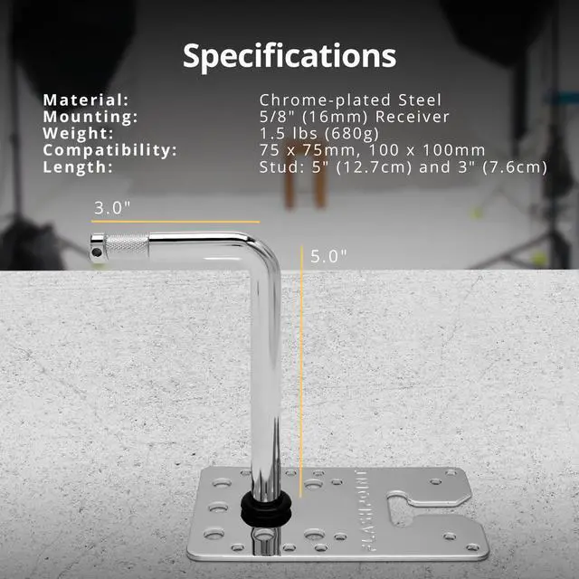Alt view image 7 of 7 - Flashpoint T-Slot Wall Plate with 90-Degree Baby Pin and VESA Mount