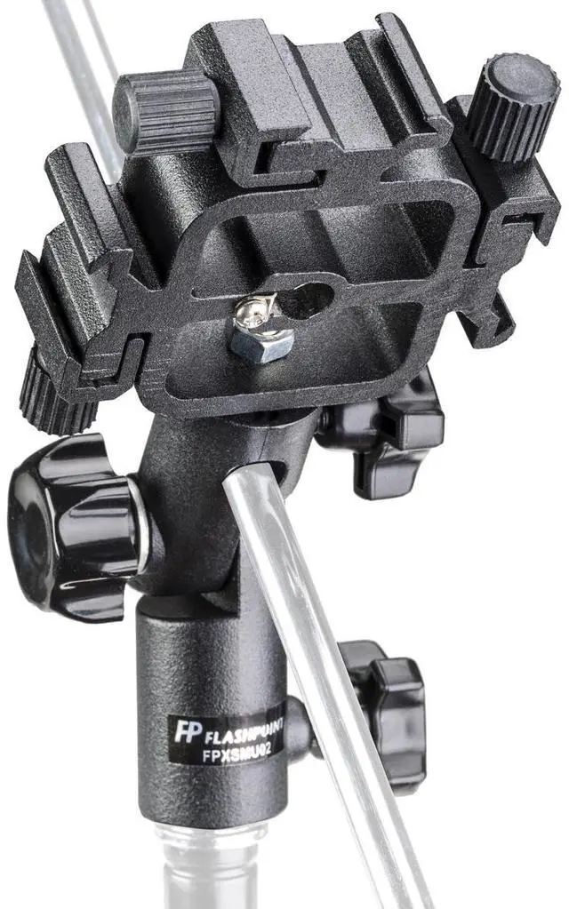 Alt view image 2 of 6 - Flashpoint Shoe Mount Triple Bracket with Swivel Umbrella Holder