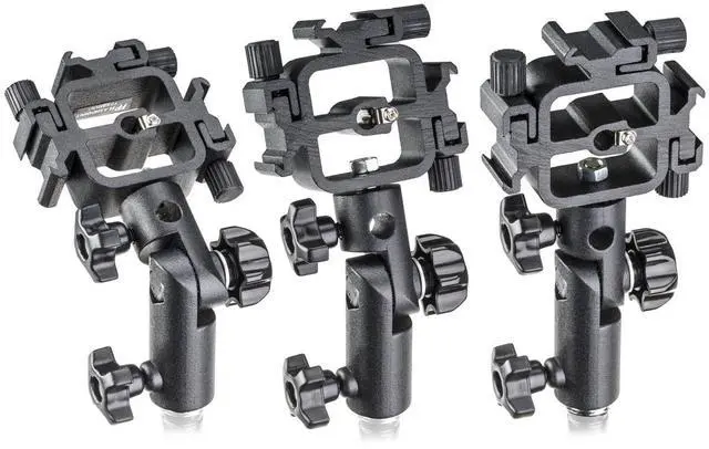 Alt view image 4 of 6 - Flashpoint Shoe Mount Triple Bracket with Swivel Umbrella Holder
