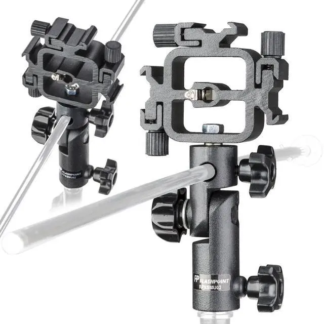Alt view image 3 of 6 - Flashpoint Shoe Mount Triple Bracket with Swivel Umbrella Holder