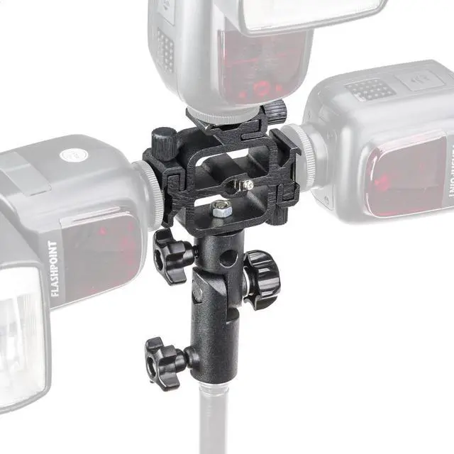 Alt view image 5 of 6 - Flashpoint Shoe Mount Triple Bracket with Swivel Umbrella Holder
