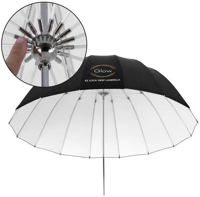 Alt view image 6 of 7 - Glow Easy Lock Medium Deep White Fiberglass Umbrella (41")