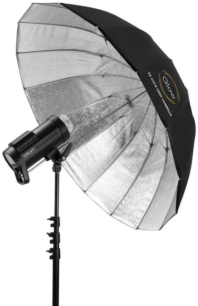 Alt view image 9 of 12 - Glow Easy Lock Medium Deep Beaded Silver Fiberglass Umbrella (41") #GL-EL-41S