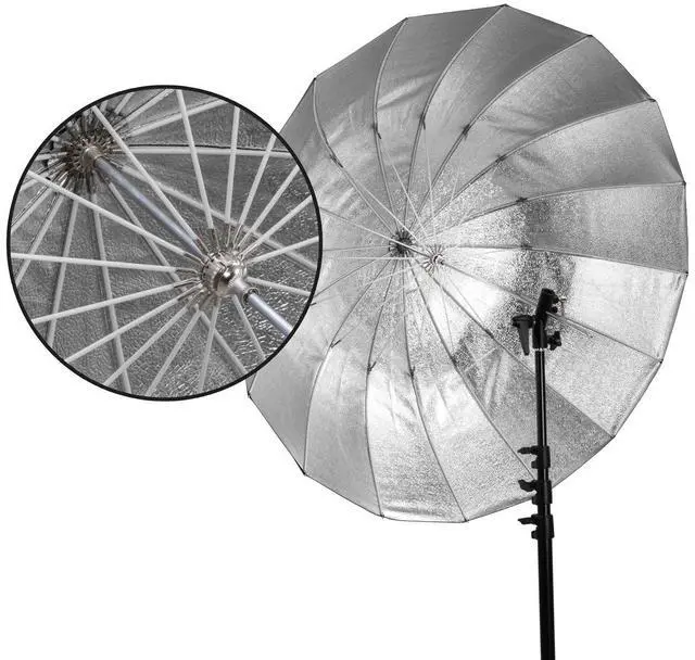 Alt view image 10 of 12 - Glow Easy Lock Medium Deep Beaded Silver Fiberglass Umbrella (41") #GL-EL-41S