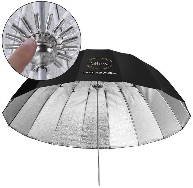 Alt view image 11 of 12 - Glow Easy Lock Medium Deep Beaded Silver Fiberglass Umbrella (41") #GL-EL-41S