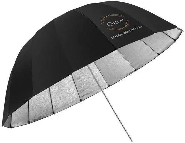 Alt view image 2 of 7 - Glow Easy Lock Large Deep Beaded Silver Fiberglass Umbrella (51") #GL-EL-51S
