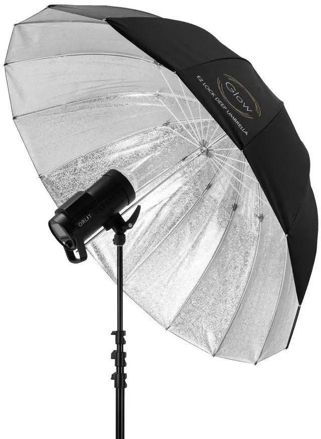 Alt view image 4 of 7 - Glow Easy Lock Large Deep Beaded Silver Fiberglass Umbrella (51") #GL-EL-51S