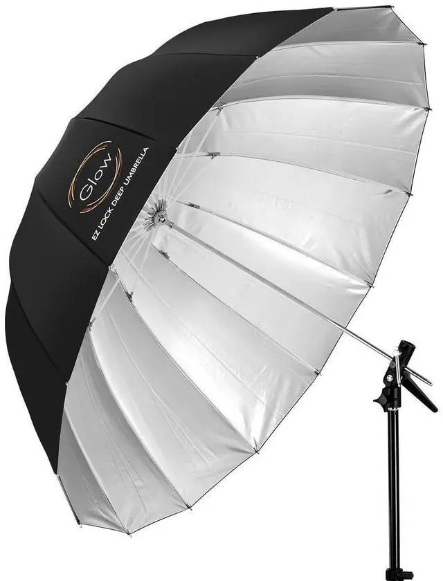 Main image of Glow Easy Lock X-Large Deep Silver Fiberglass Umbrella (65")