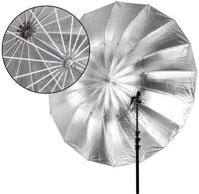 Alt view image 5 of 7 - Glow Easy Lock X-Large Deep Silver Fiberglass Umbrella (65")