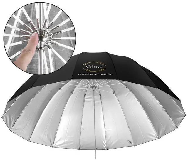 Alt view image 6 of 7 - Glow Easy Lock X-Large Deep Silver Fiberglass Umbrella (65")