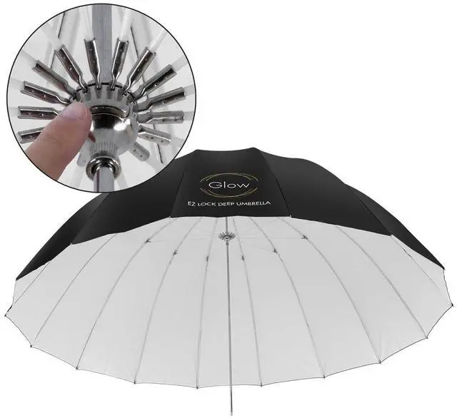 Alt view image 6 of 7 - Glow Easy Lock X-Large Deep White Fiberglass Umbrella (65")