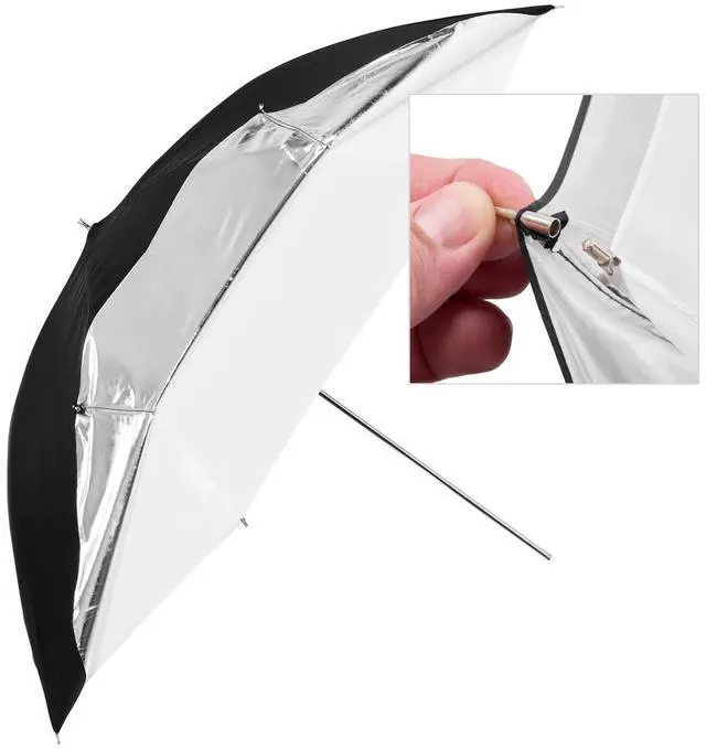 Alt view image 3 of 7 - Glow 40" White Umbrella with Removable Silver/Black Layer