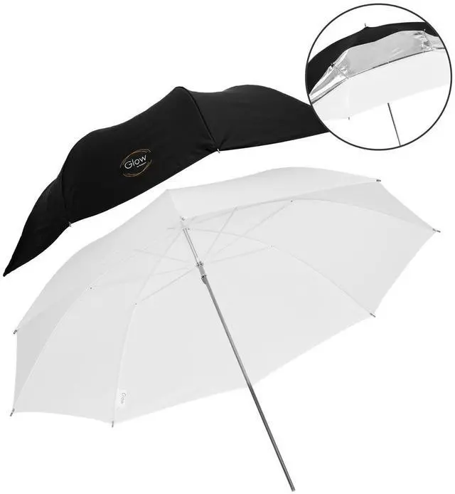 Alt view image 4 of 7 - Glow 40" White Umbrella with Removable Silver/Black Layer