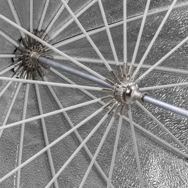 Alt view image 7 of 7 - Glow Easy Lock Large Deep Beaded Silver Fiberglass Umbrella (51") #GL-EL-51S