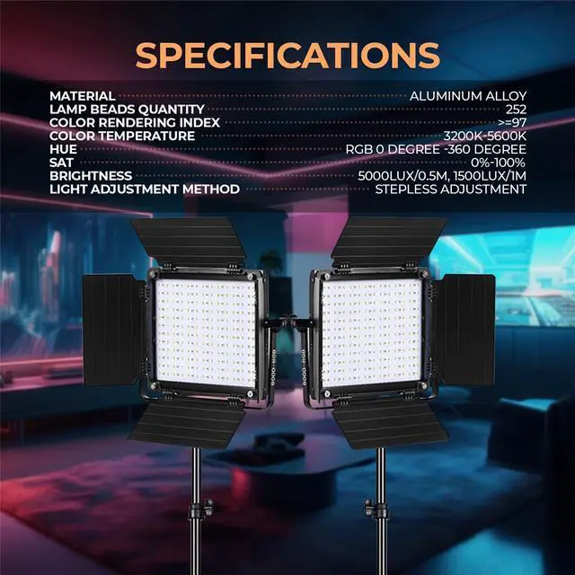 Alt view image 5 of 7 - GVM 800D 40W Bi-Color RGB Studio Soft LED Panel 3-Light Kit,w/Batteries &Charger