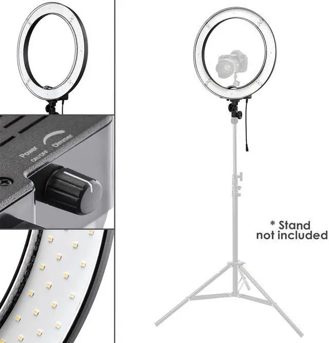 Alt view image 2 of 7 - Flashpoint Flashpoint Photo/Video 13 Inch Dimmable LED 42W 5500K AC Powered Light Ring with Bag For, Makeup - Live Streaming & YouTube Video - Photography