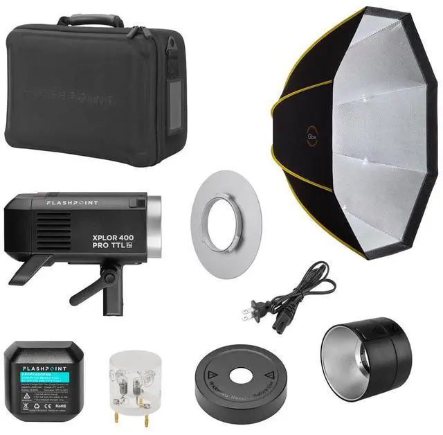 Main image of Flashpoint XPLOR 400 Pro TTL R2 Monolight, Bundle w/ParaSnap Softbox, Speedring