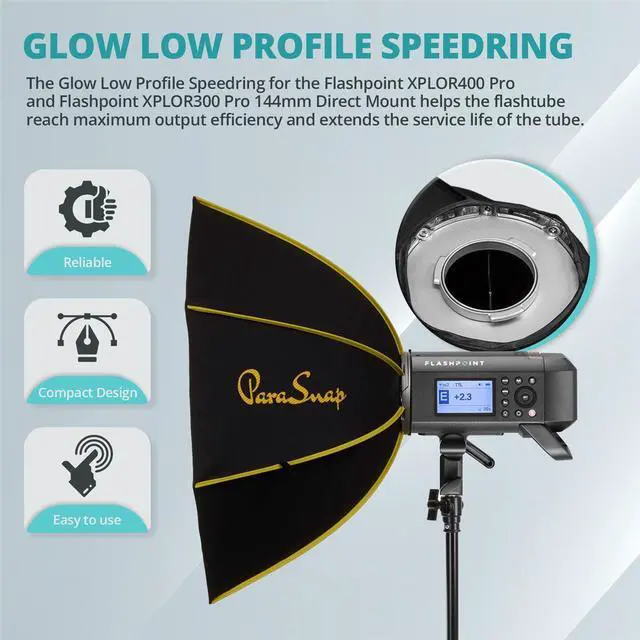 Alt view image 5 of 7 - Flashpoint XPLOR 400 Pro TTL R2 Monolight, Bundle w/ParaSnap Softbox, Speedring