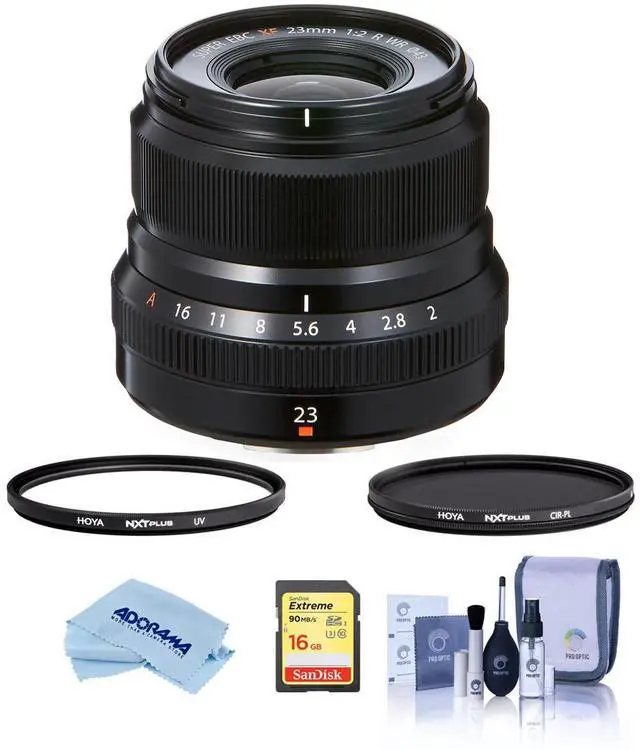 Alt view image 2 of 8 - fujifilm xf 23mm (35mm) f/2r wr lens, black - bundle with hoya 43mm 10-layer hmc multi-coated uv filter, hoya 43mm hmc multi-co