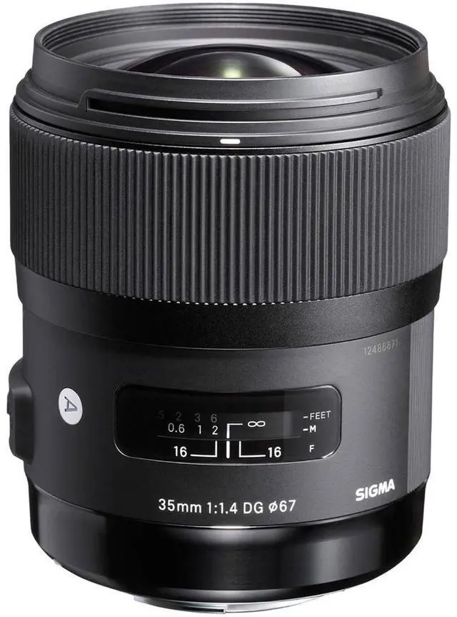 Alt view image 2 of 7 - Sigma 35mm f/1.4 DG HSM ART Lens for Nikon F, Bundle with 67mm Filter Kit, Flex Lens Shade, Cleaning Kit, Cleaner, Cap Tether, PC Software Kit