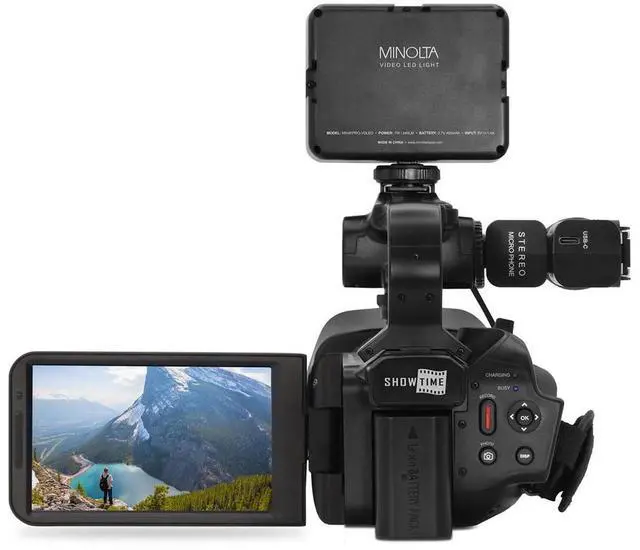 Alt view image 7 of 10 - Minolta MN4KPRO 4K60FPS Ultra HD / 64 MP Autofocus Pro Camcorder Kit w/WiFi