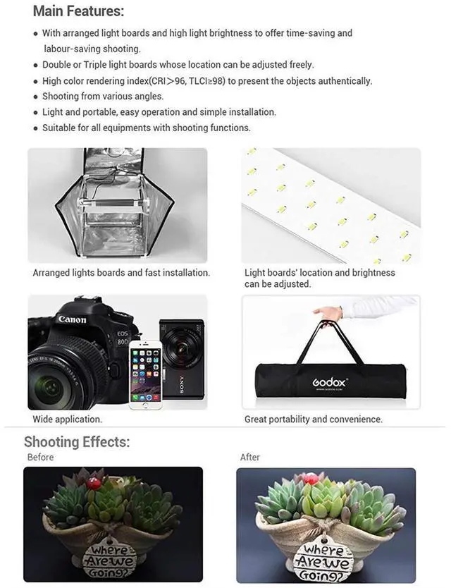 Alt view image 6 of 6 - Godox LST80 LED Mini Portable Photography Studio Box