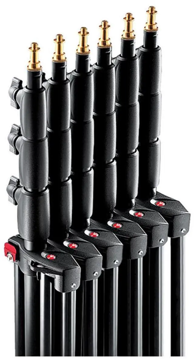 Alt view image 2 of 6 - Manfrotto 1004BAC 144" Air Cushioned Aluminum Master Light Stand with 4 Sections & 3 Risers, Black - Pack of 3 Stands -_